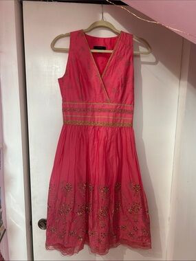 Express embroidered a-line knee-length dress